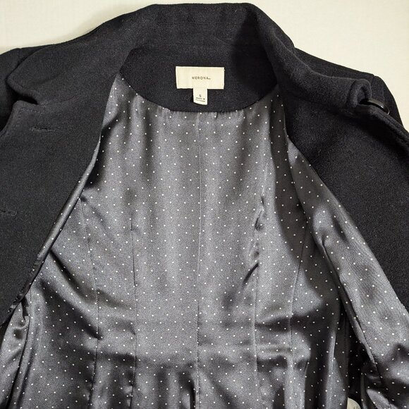 Black Wool Coat Size Small - Picture 5 of 11